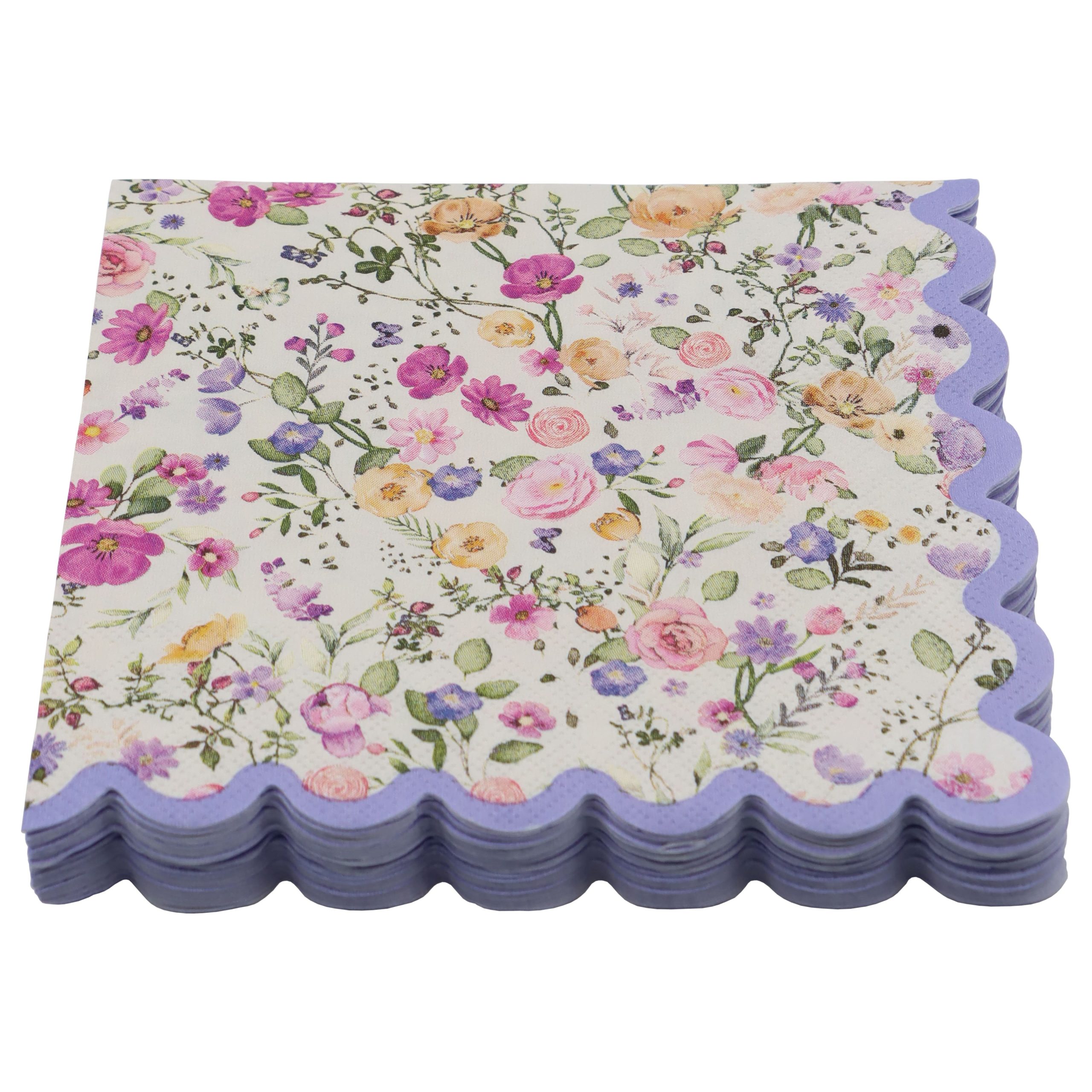 Purple Flowers Lunch Napkins with Scalloped Edges, 20ct. by Celebrate It™ - Image 3