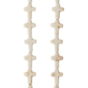 White Stone Cross Beads, 15mm by Bead Landing™
