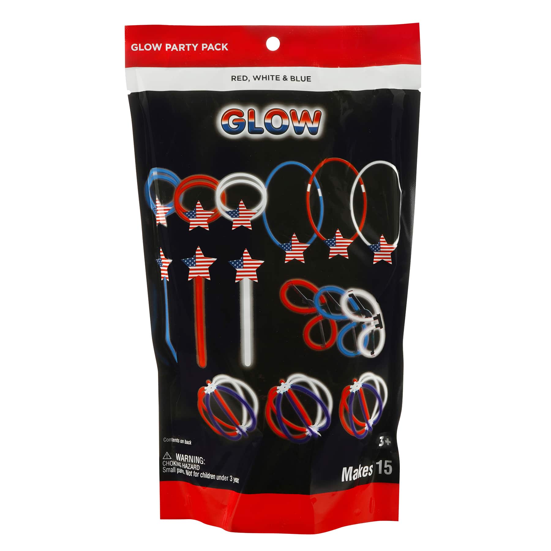 Red, White & Blue Glow Party Pack