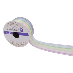 1.5" x 3yd. Pastel Rainbow Striped Wired Sheer Ribbon by Celebrate It™ 360°™
