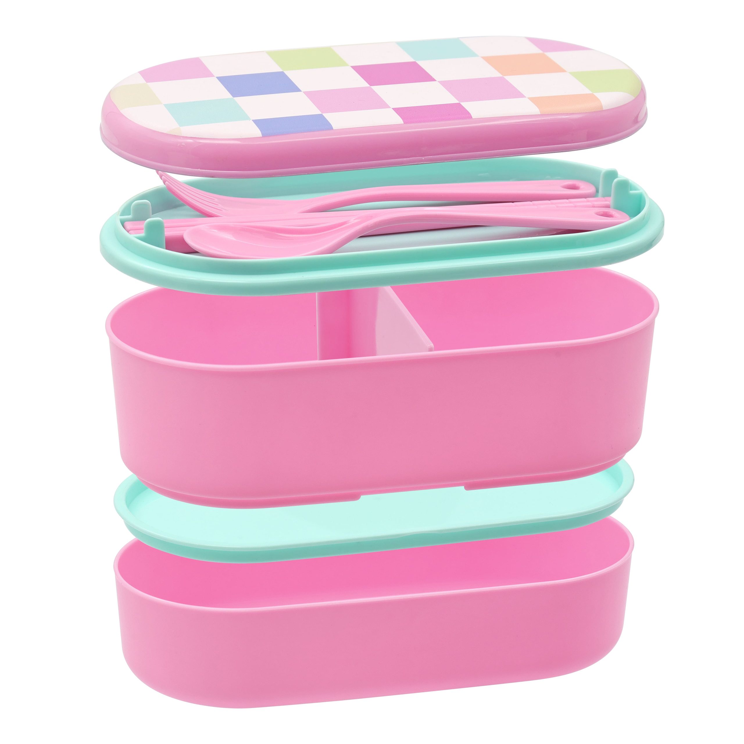 Class Rules! Shimmer Check Stacked Bento Box Set by B2C™ - Image 2