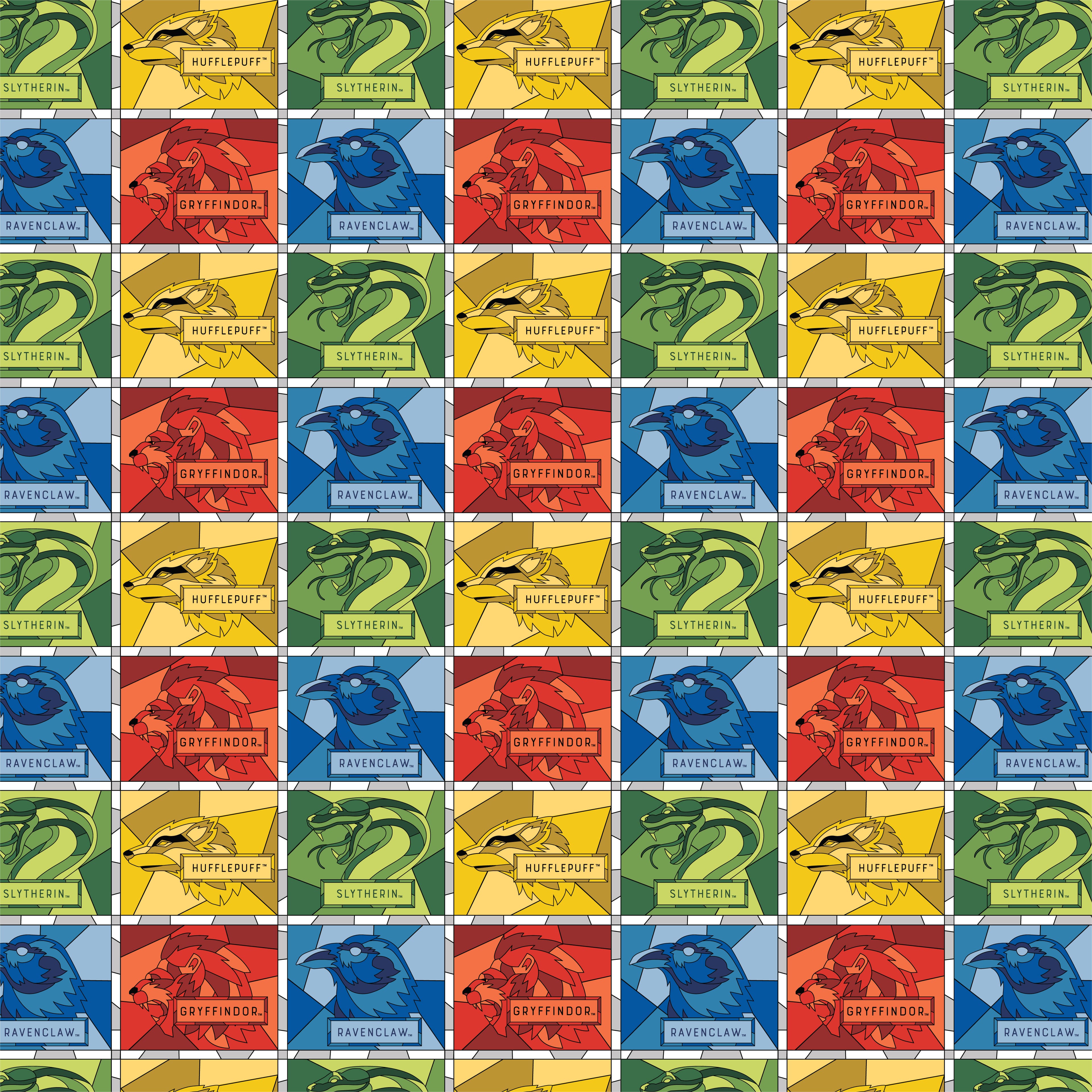 Harry Potter™ Stained Glass Blocks Cotton Fabric