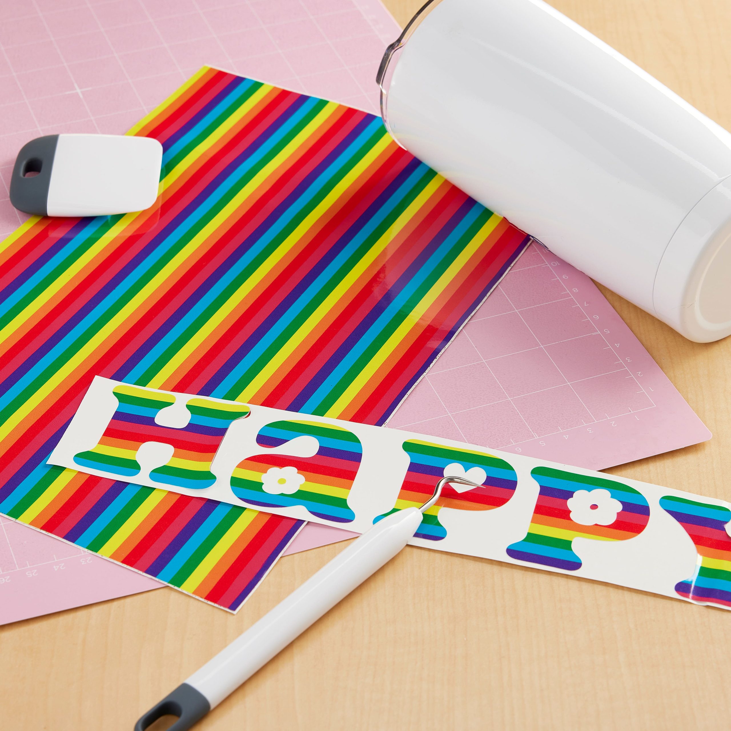 Siser® Sparkleberry EasyPSV® Permanent, Rainbow Stripe - Image 2