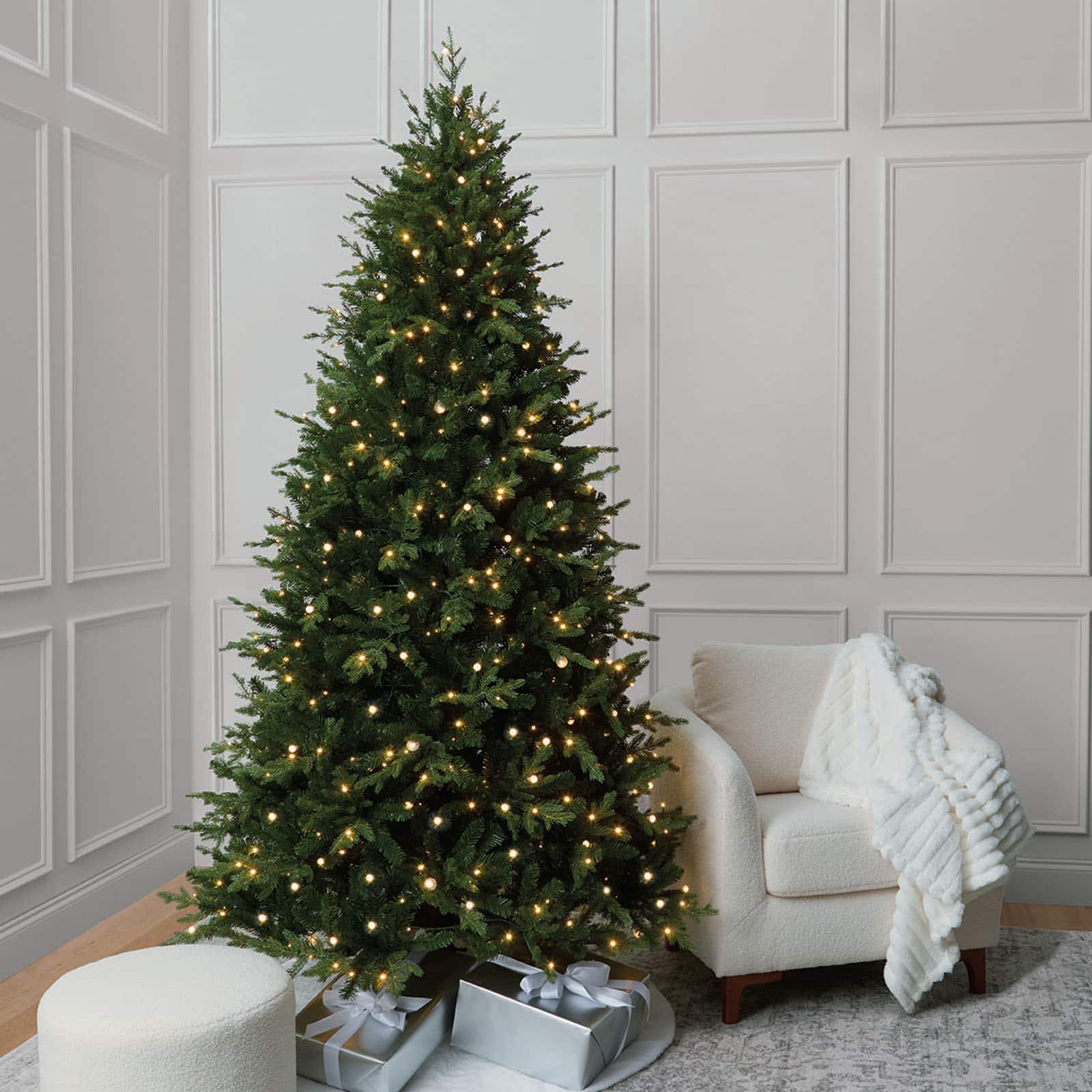 7.5ft. Pre-Lit Dewdrop Spruce Artificial Christmas Tree, Warm White LED Lights by Ashland® - Includes a Tree Storage Bag