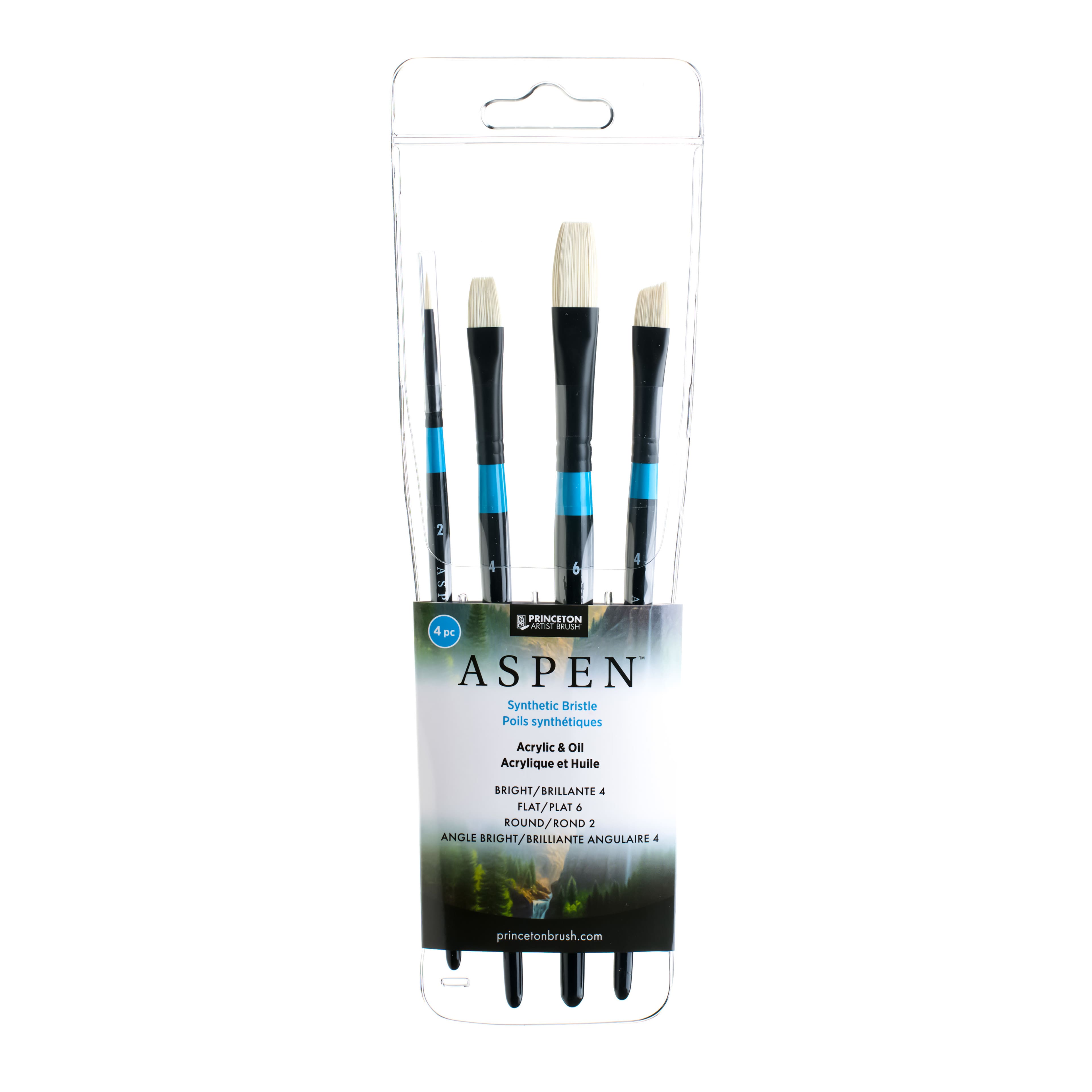 Princeton™ Aspen™ 4 Piece Acrylic & Oil Short Handle Brush Set