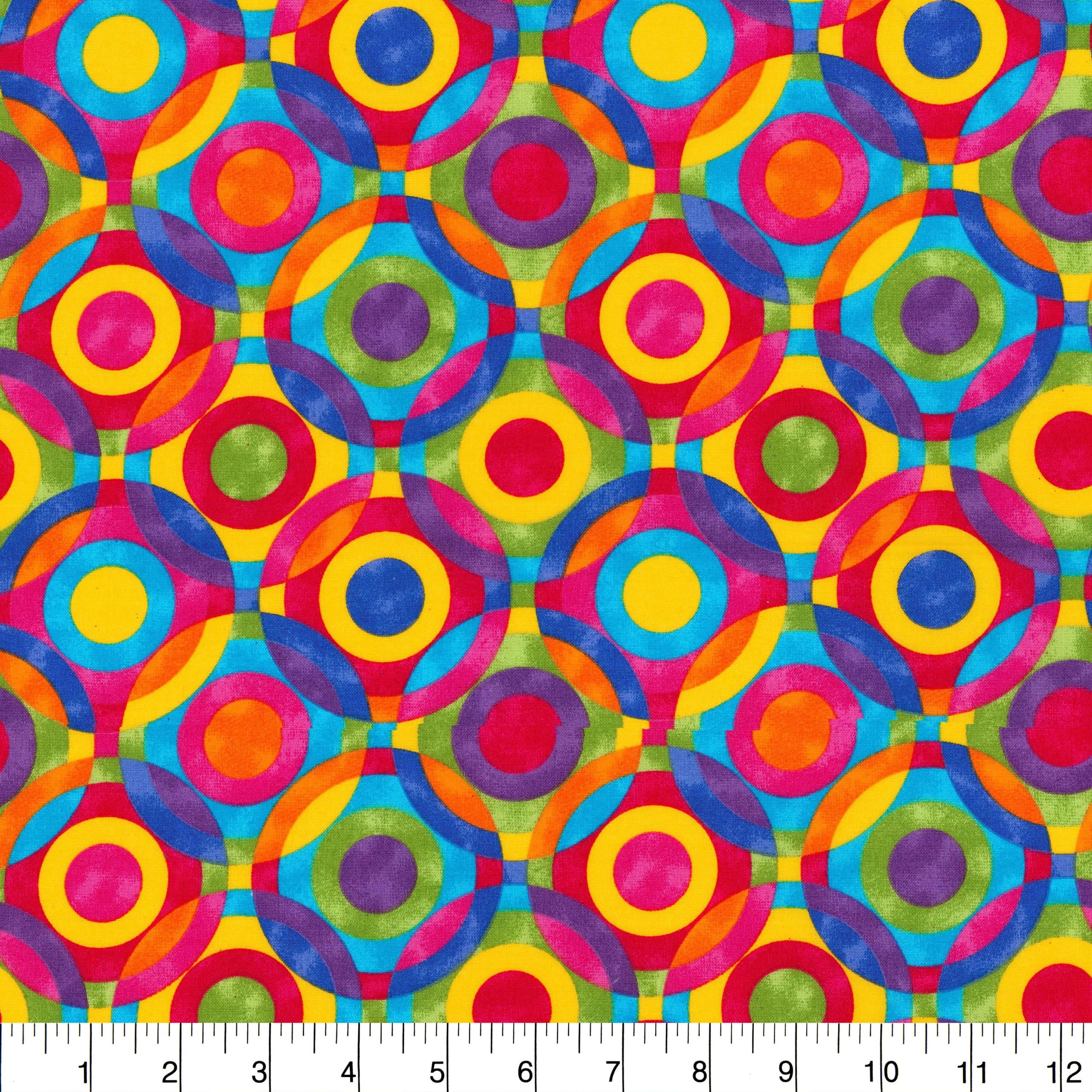 Fabric Traditions Multicolor Geometric Circles Cotton Fabric - Image 4