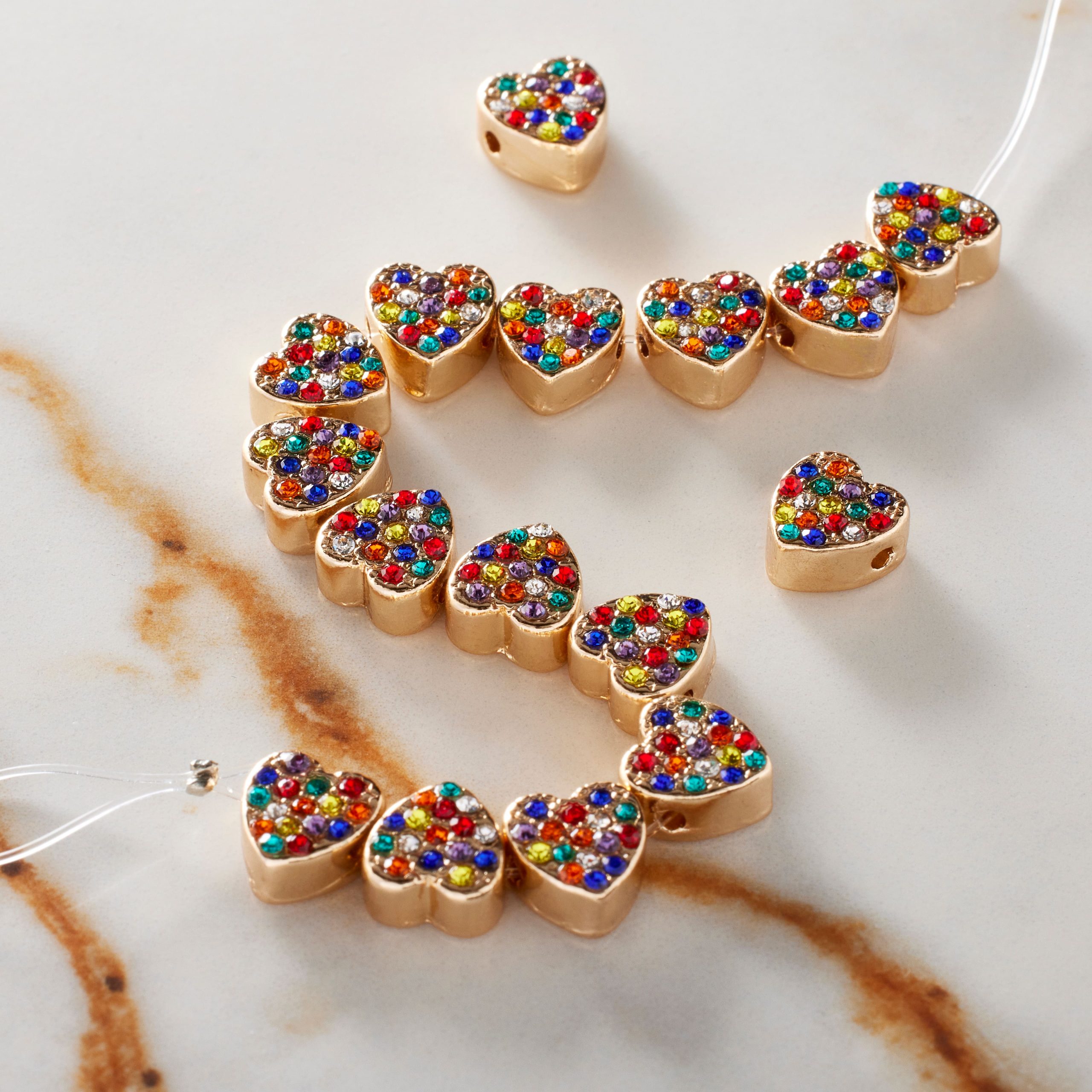 Multicolor Studded Heart Beads, 8mm by Bead Landing™ - Image 2