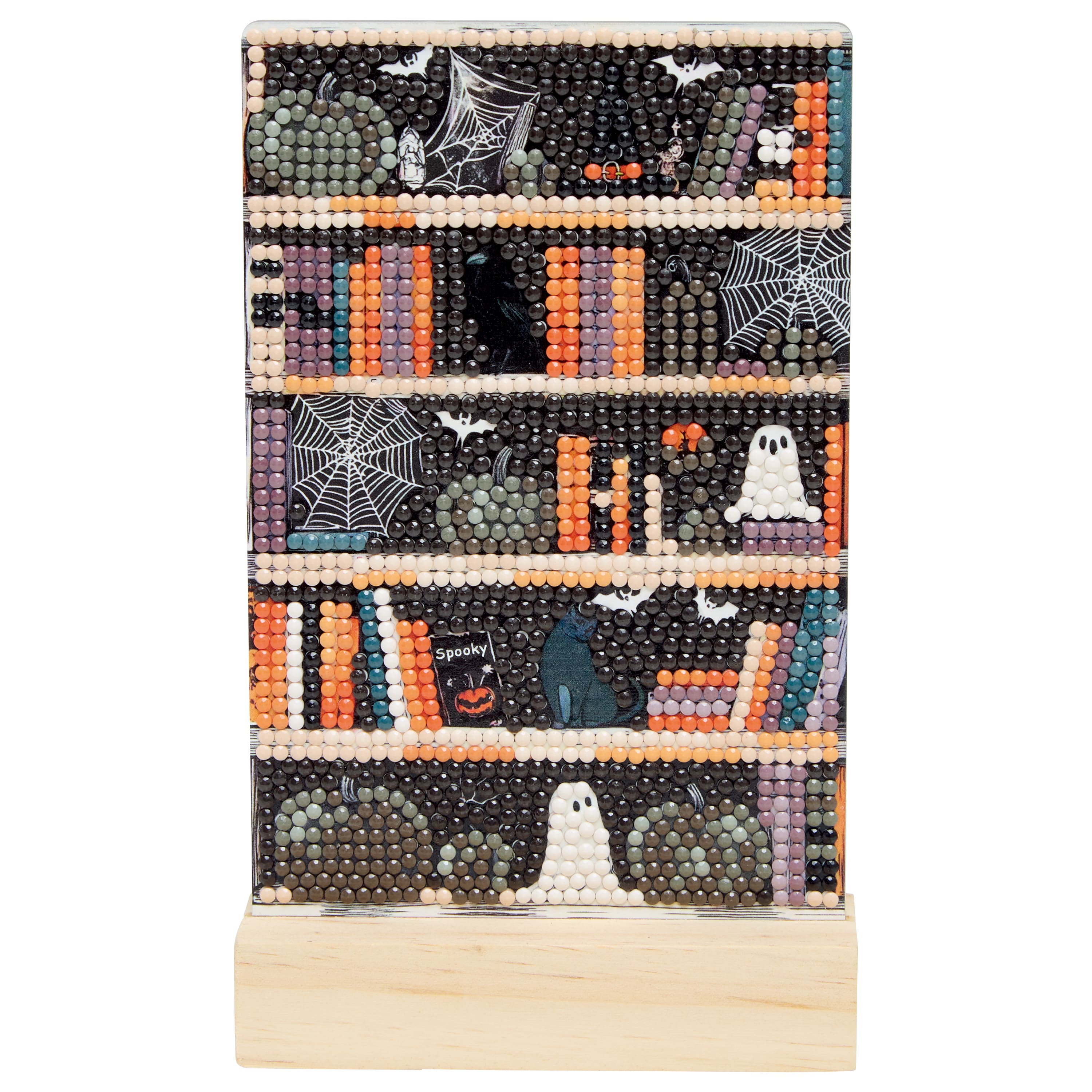 4" x 6" Spooky Bookshelf Acrylic Surface Diamond Art Kit with Wood Stand by Make Market®