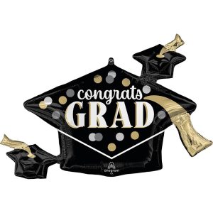 SuperShape® 35" Confetti Dogs Graduation Cap Foil Balloon