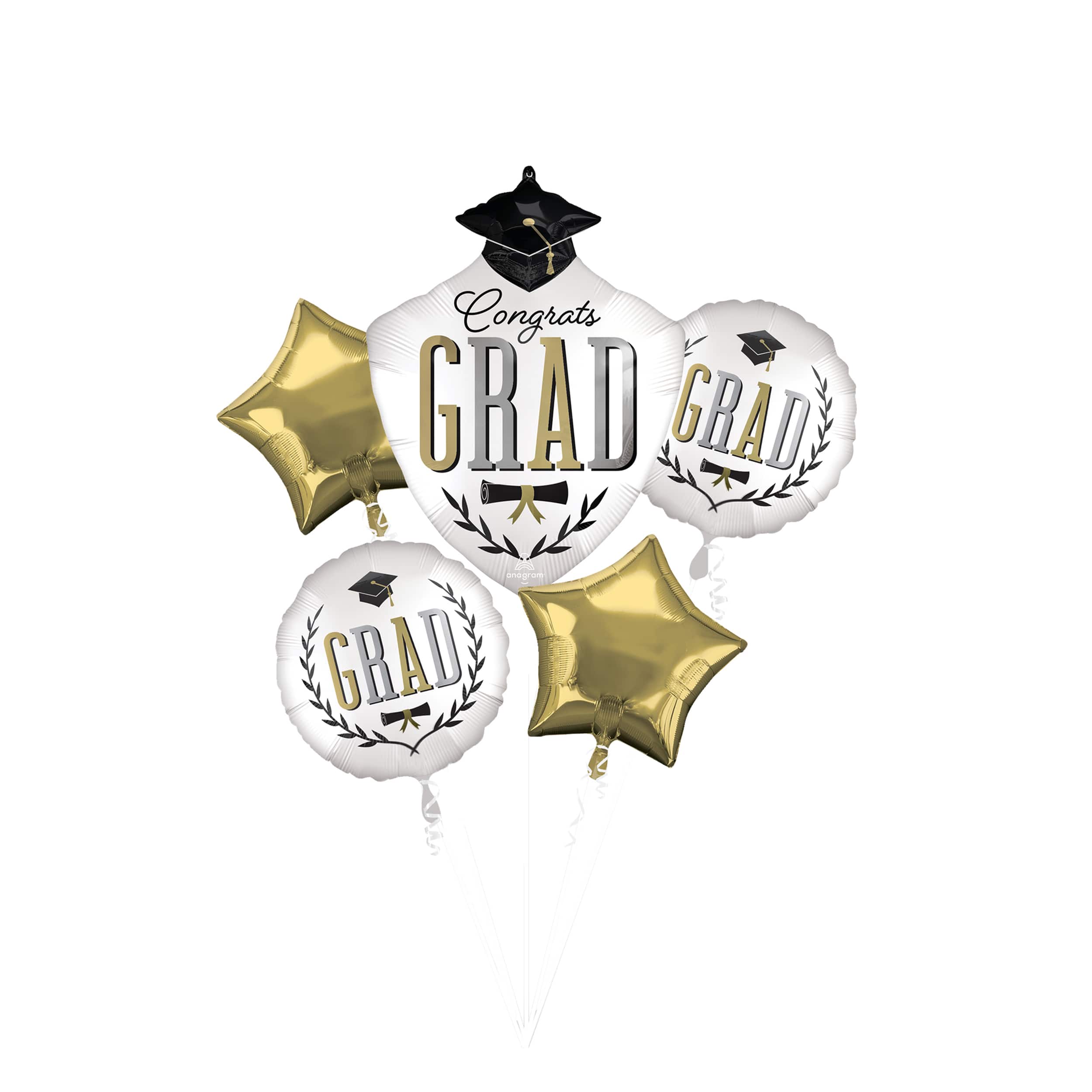 Satin Infused Caps Off Grad 5-Piece Foil Balloon Bouquet