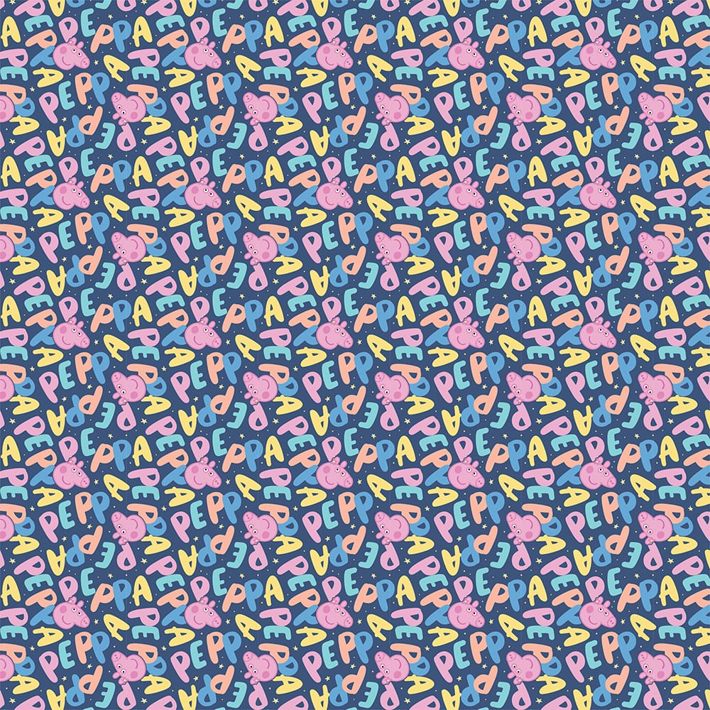 Peppa Pig Word Toss Cotton Quilting Fabric