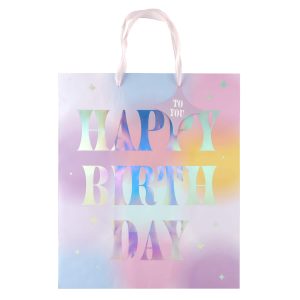 19" Happy Birthday Holographic Jumbo Gift Bag by Celebrate It™