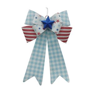 16" Blue Gingham Bow Wall Décor by Celebrate It™