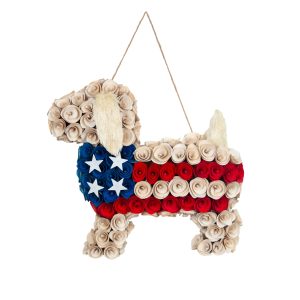 Red, White & Blue 14.5" Wood Chip Rose Dog Wall Décor by Celebrate It™
