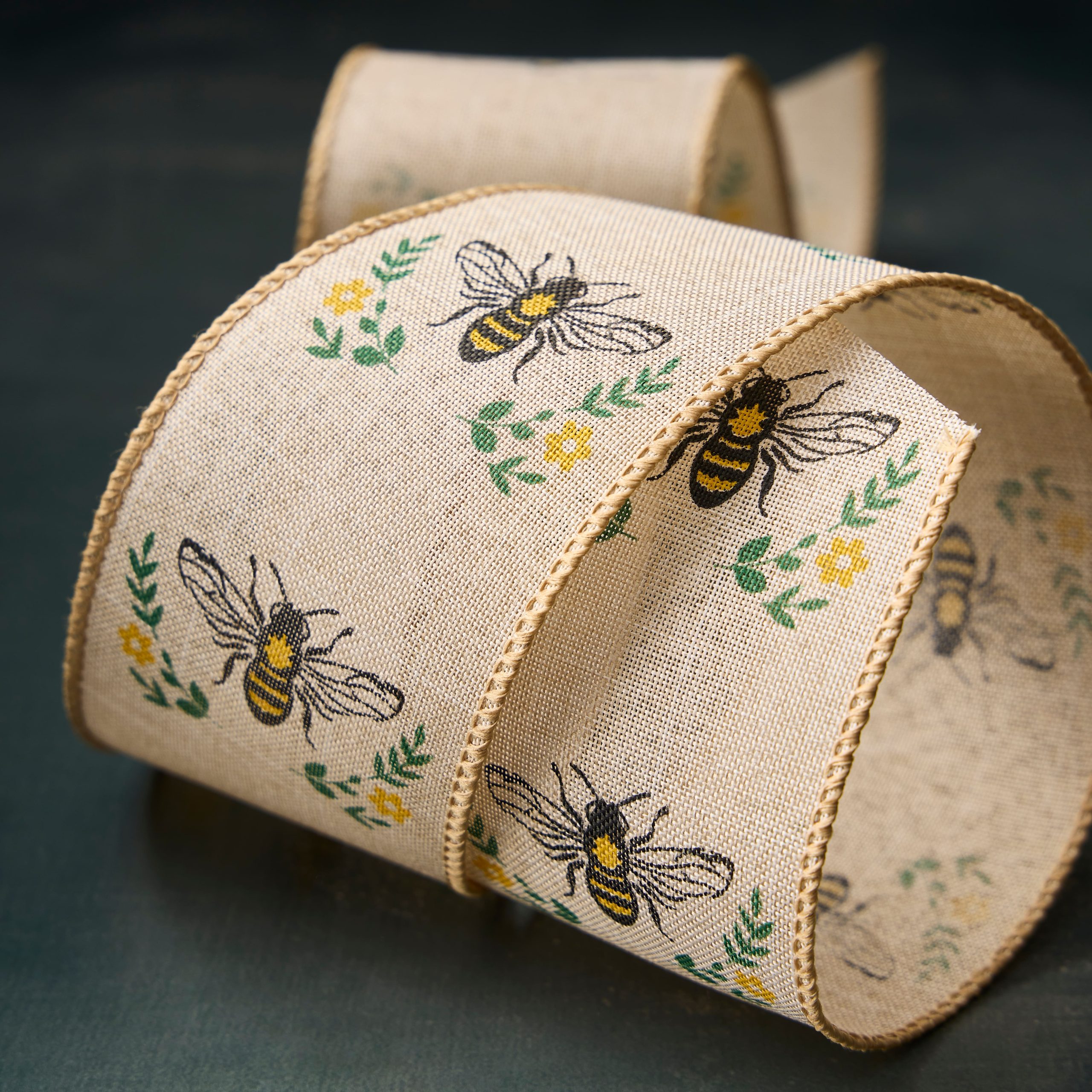 2.5" x 3yd. Natural Bee Wired Edge Ribbon by Celebrate It™ - Image 2