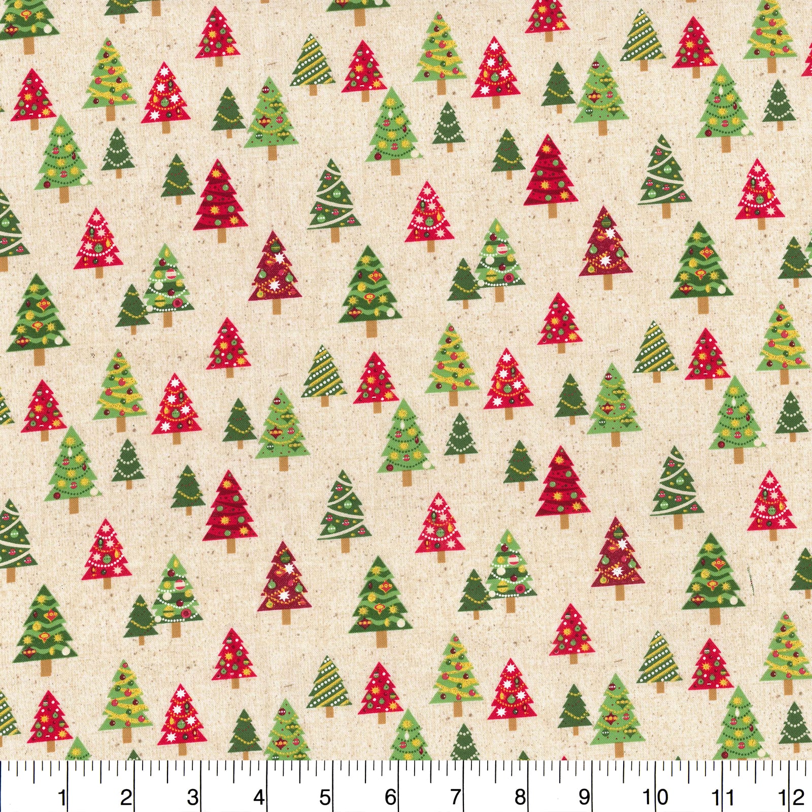 Fabric Traditions Christmas Trees Natural Glitter Cotton Fabric - Image 3