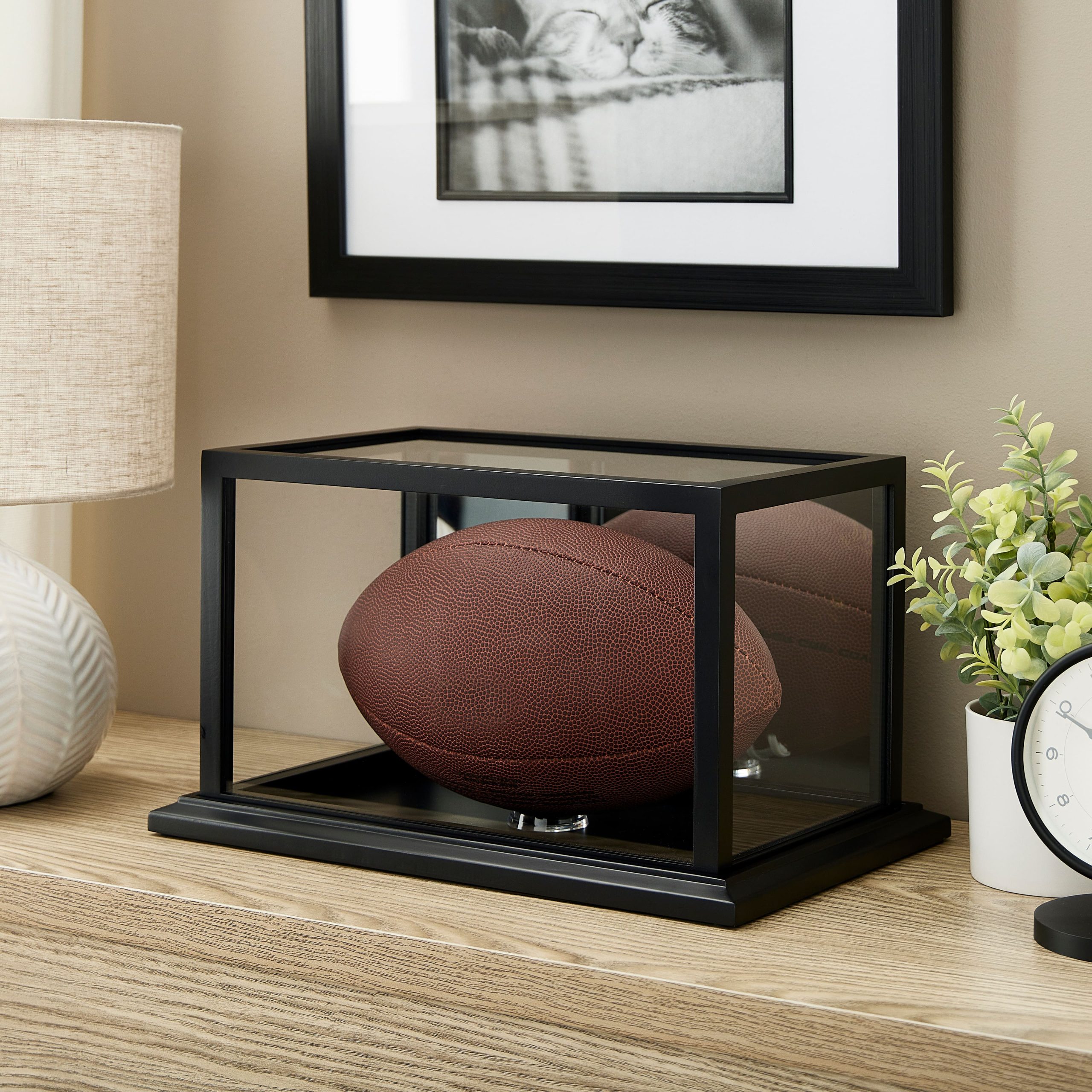 Black Football Display Case With Mirror Back by Studio Décor® - Image 2