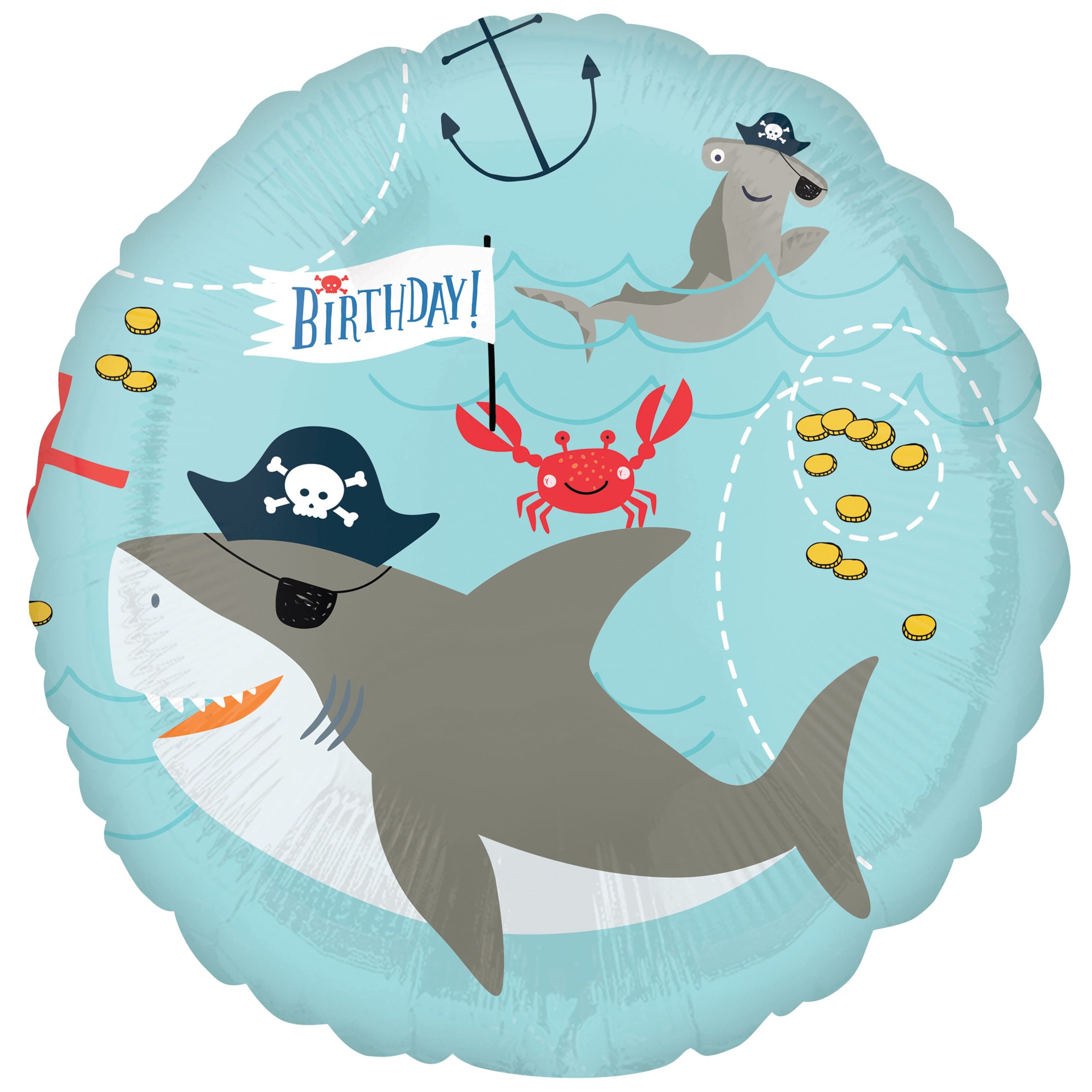 17" Ahoy Birthday Shark Foil Balloon