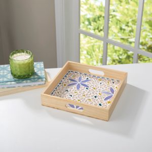 10" x 10" Indigo Flowers Mosaic Tray Kit by Make Market®