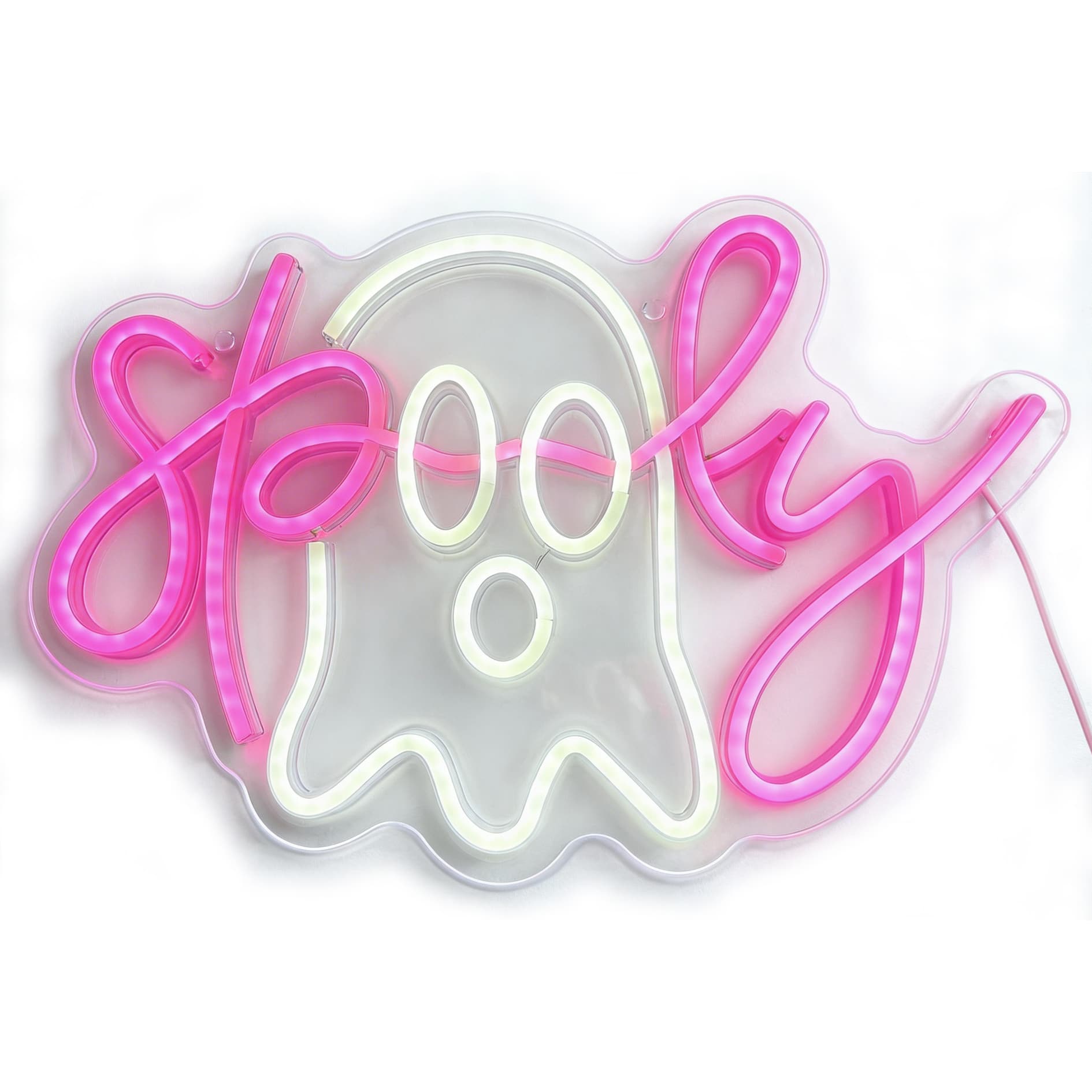 16.25" White & Pink Spooky Ghost USB Neon Sign by Ashland®