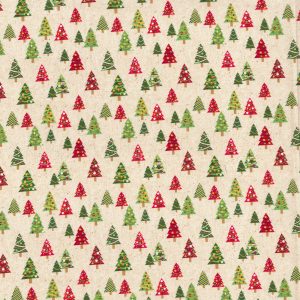 Fabric Traditions Christmas Trees Natural Glitter Cotton Fabric