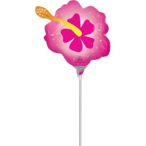 9" Neon Tropical Flower Stick Balloon