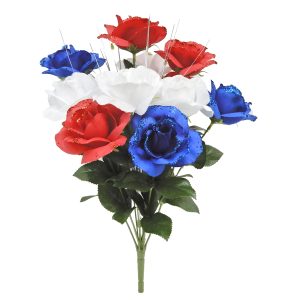 18" Red, White & Blue Rose Mix by Celebrate It™