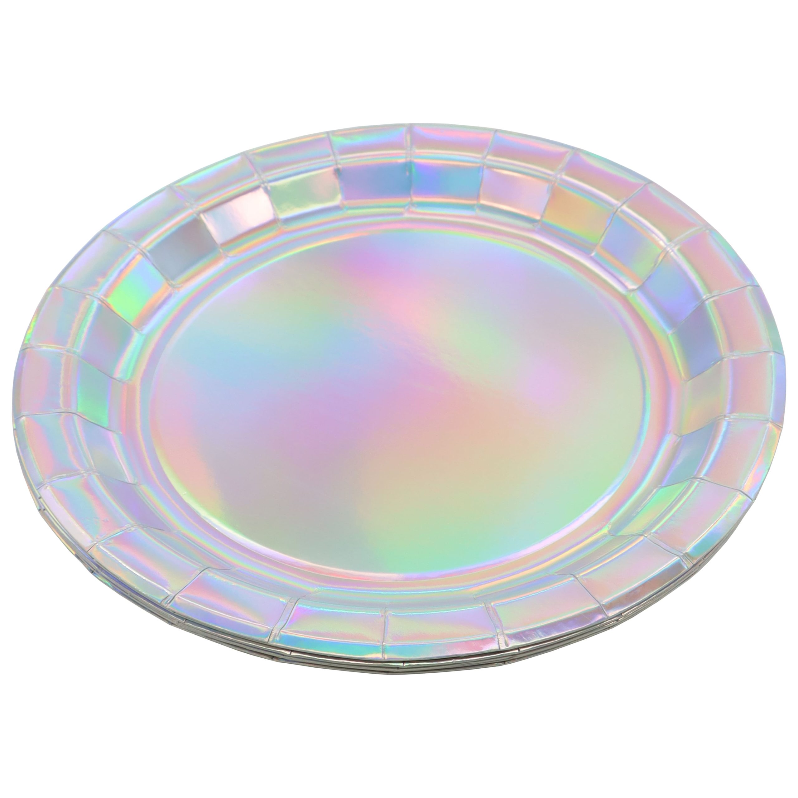 9" Iridescent Foil Paper Dinner Plates, 8ct. by Celebrate It™ - Image 2