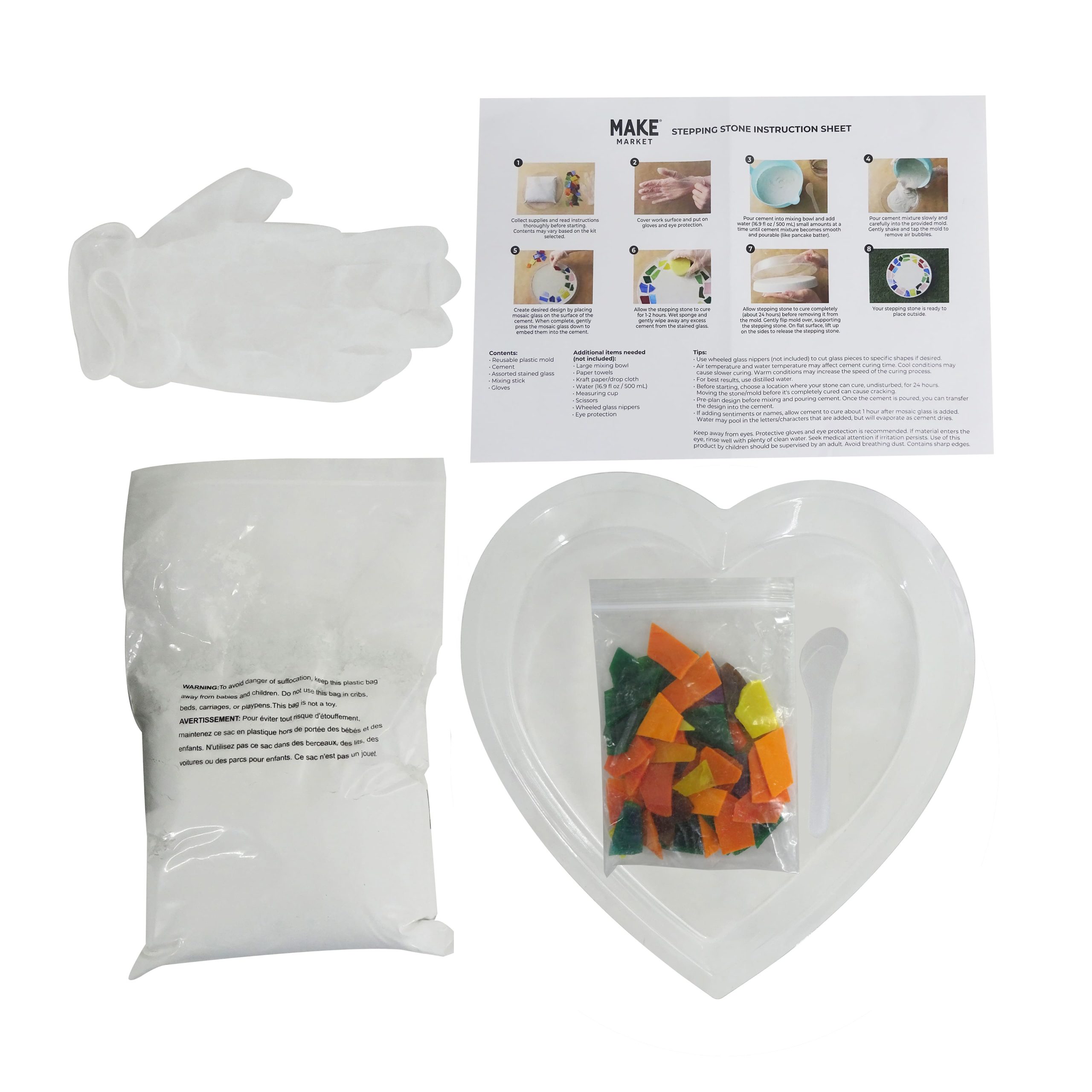 10" Floral Heart Stepping Stone Kit by Make Market® - Image 2