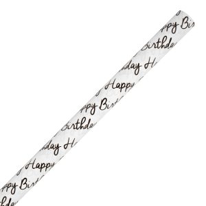 30" x 20ft. Black & White Happy Birthday Gift Wrap by Celebrate It™