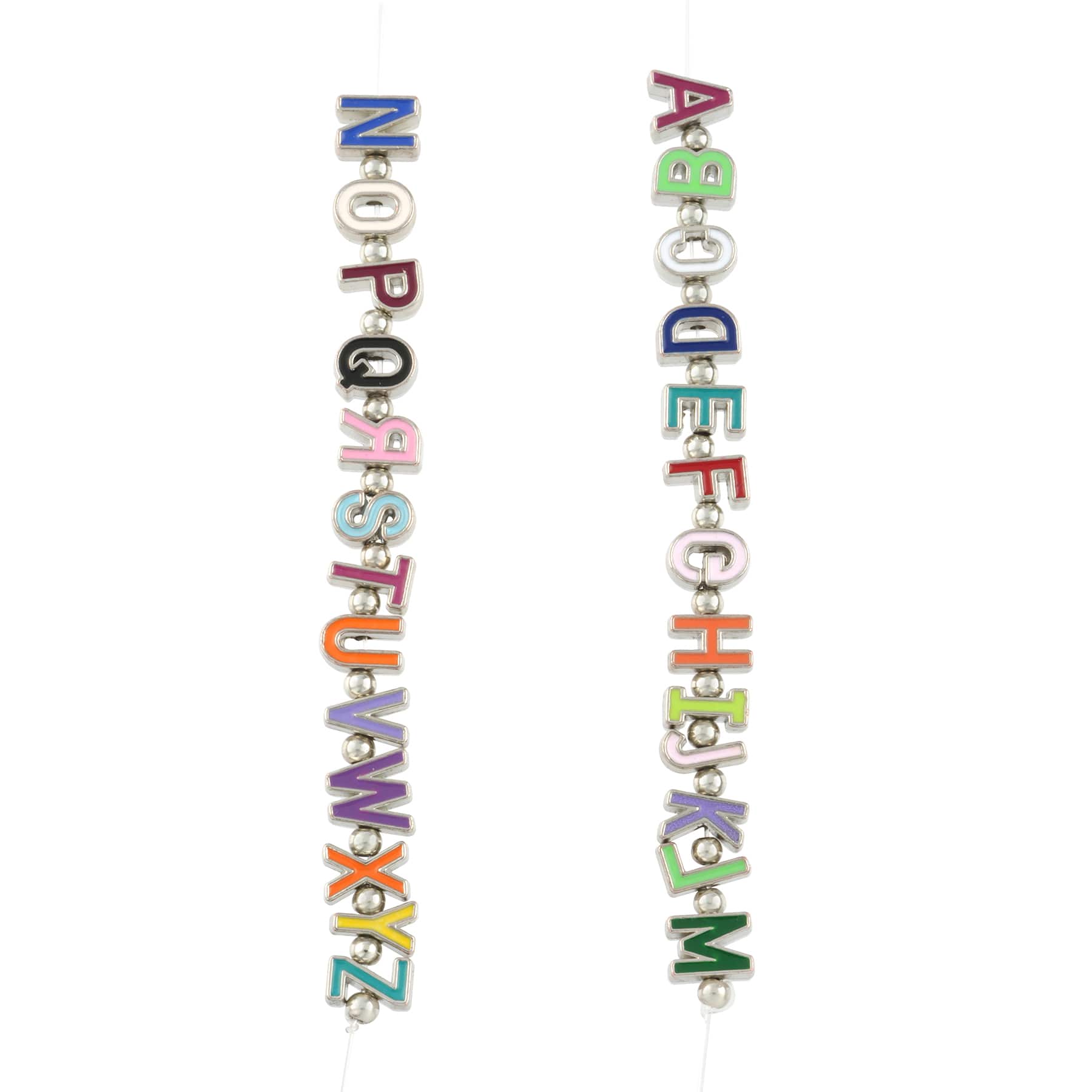 Rhodium Mixed Enamel Metal Alphabet Beads by Bead Landing™ - Image 3