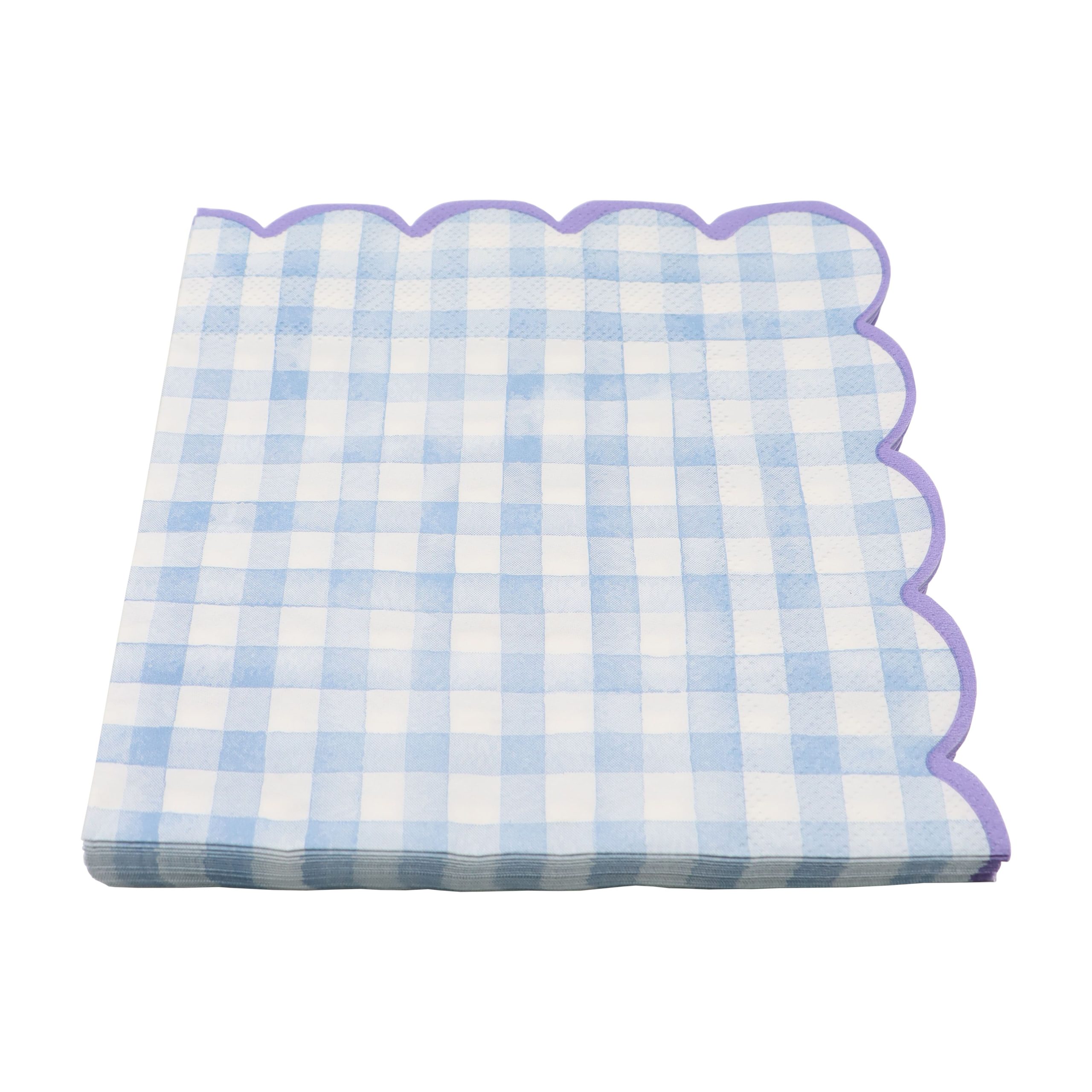 Blue & White Gingham Scallop Lunch Napkins, 20ct. by Celebrate It™ - Image 2