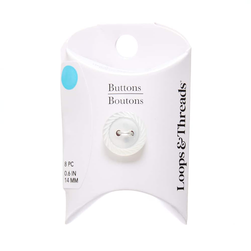 14mm Round White Rope-Edge Buttons, 8ct. by Loops & Threads®