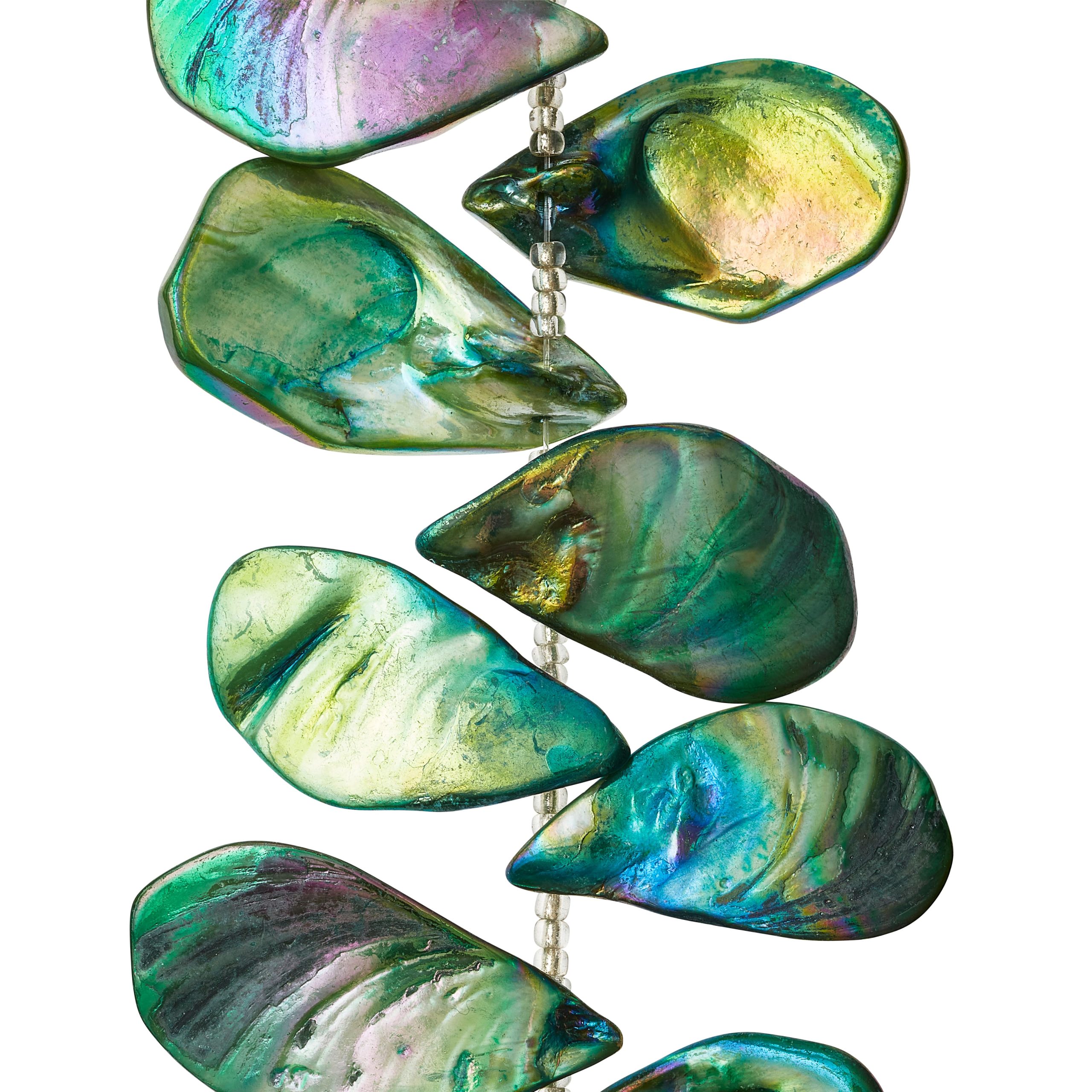 Green Aurora Borealis Shell Teardrop Beads, 32mm by Bead Landing™