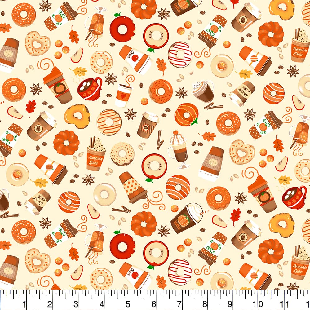 Fabric Traditions Pumpkin Spice Cream Cotton Quilting Fabric