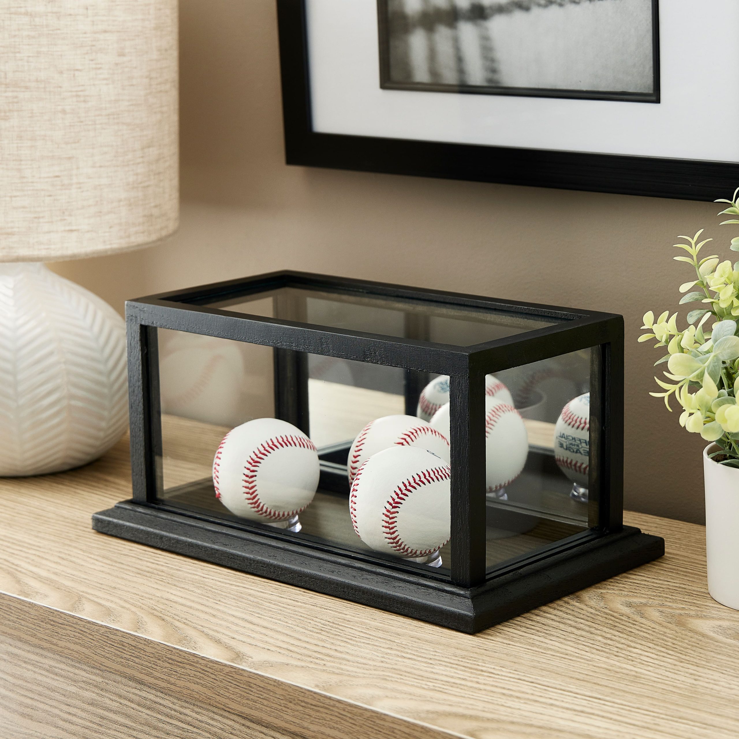Black 3 Baseball Display Case with Mirror Back by Studio Décor® - Image 2
