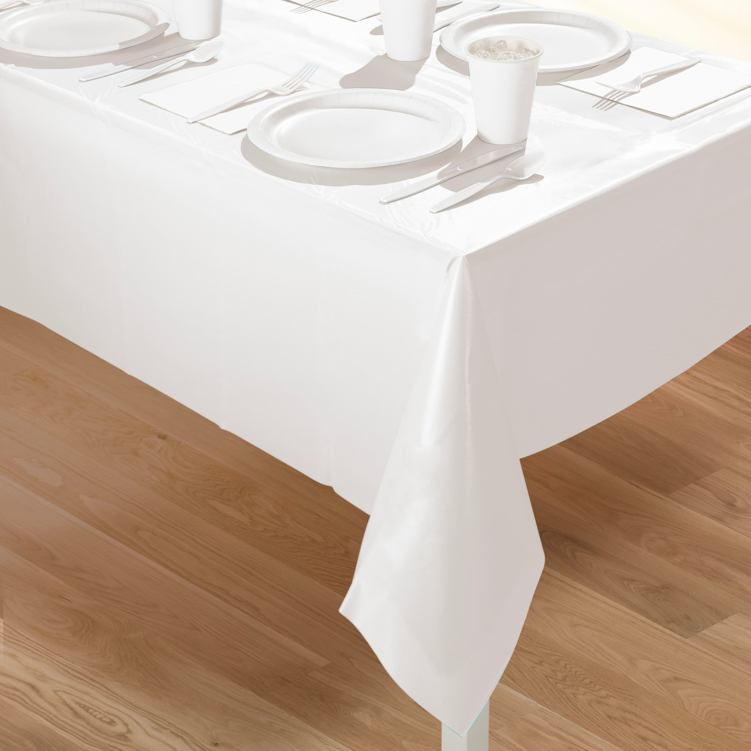 Hoffmaster 54" x 108" Plastic Tablecloth - Image 3