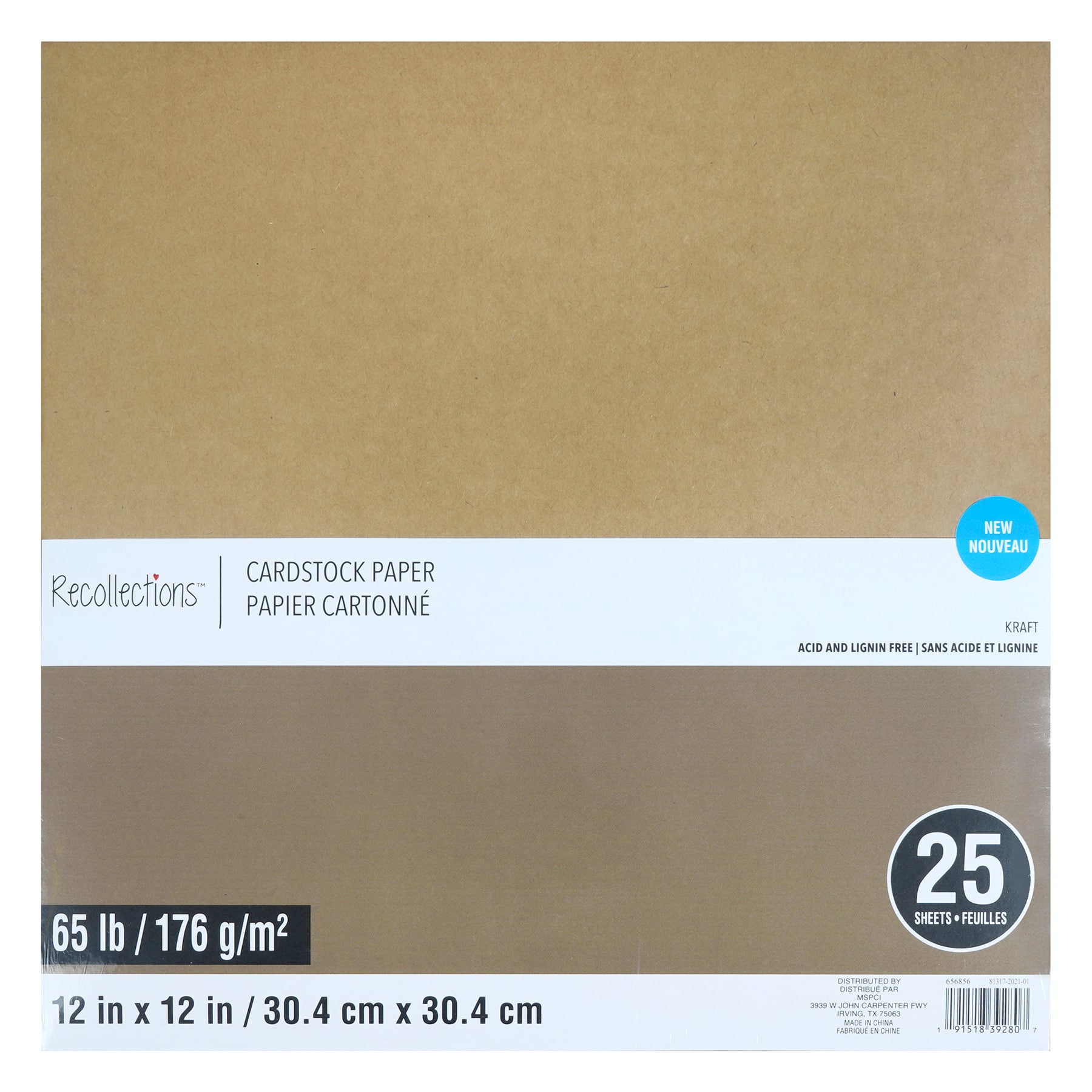 Kraft 12" x 12" Cardstock Paper by Recollections™, 25 Sheets