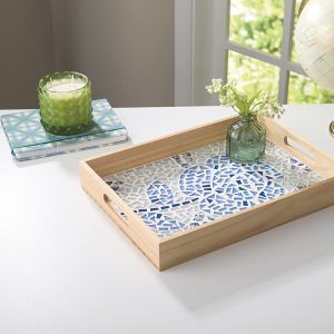10" x 14" Blue Flower Mosaic Tray Kit by Make Market®