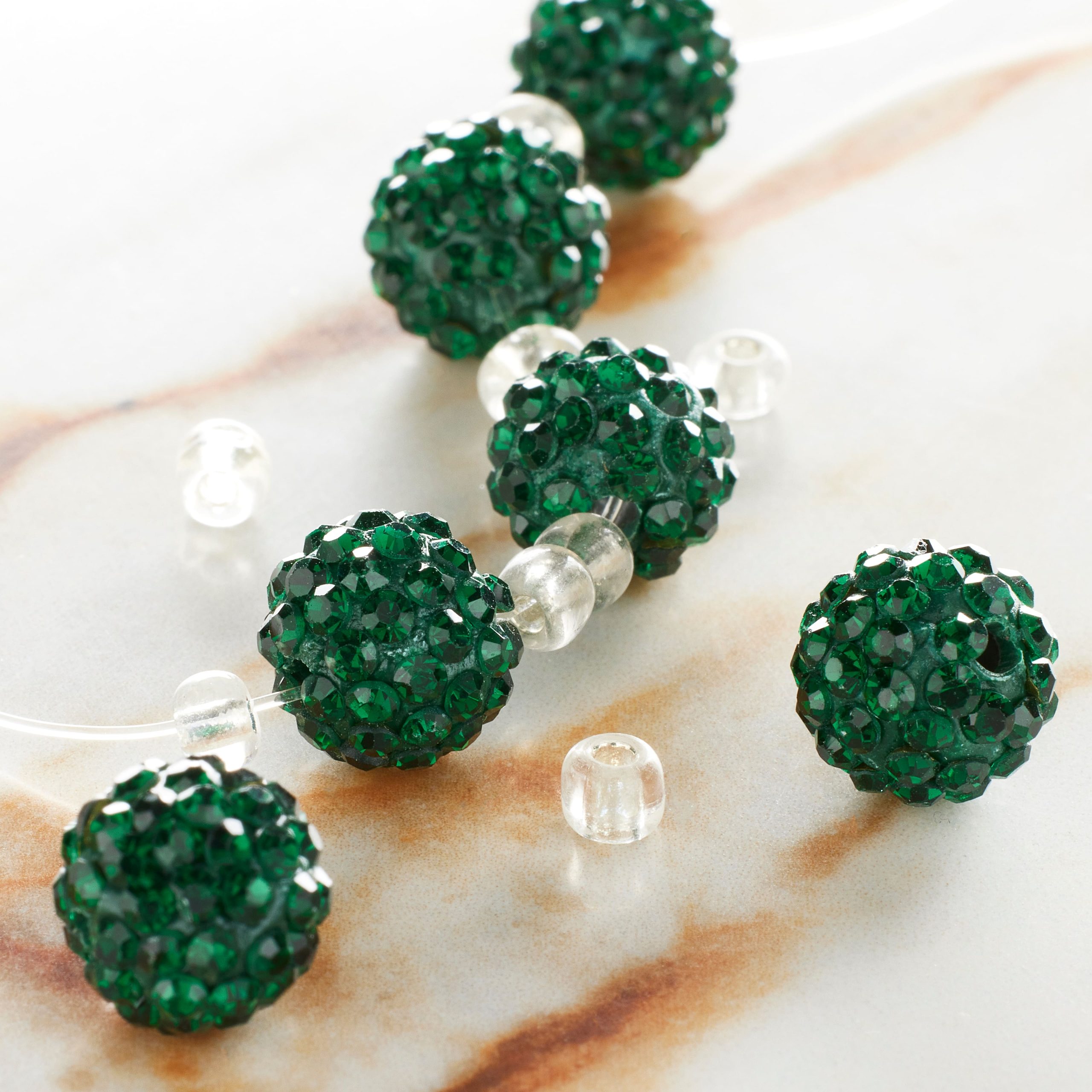 Dark Green Pavé Clay Round Beads, 10mm by Bead Landing™ - Image 2