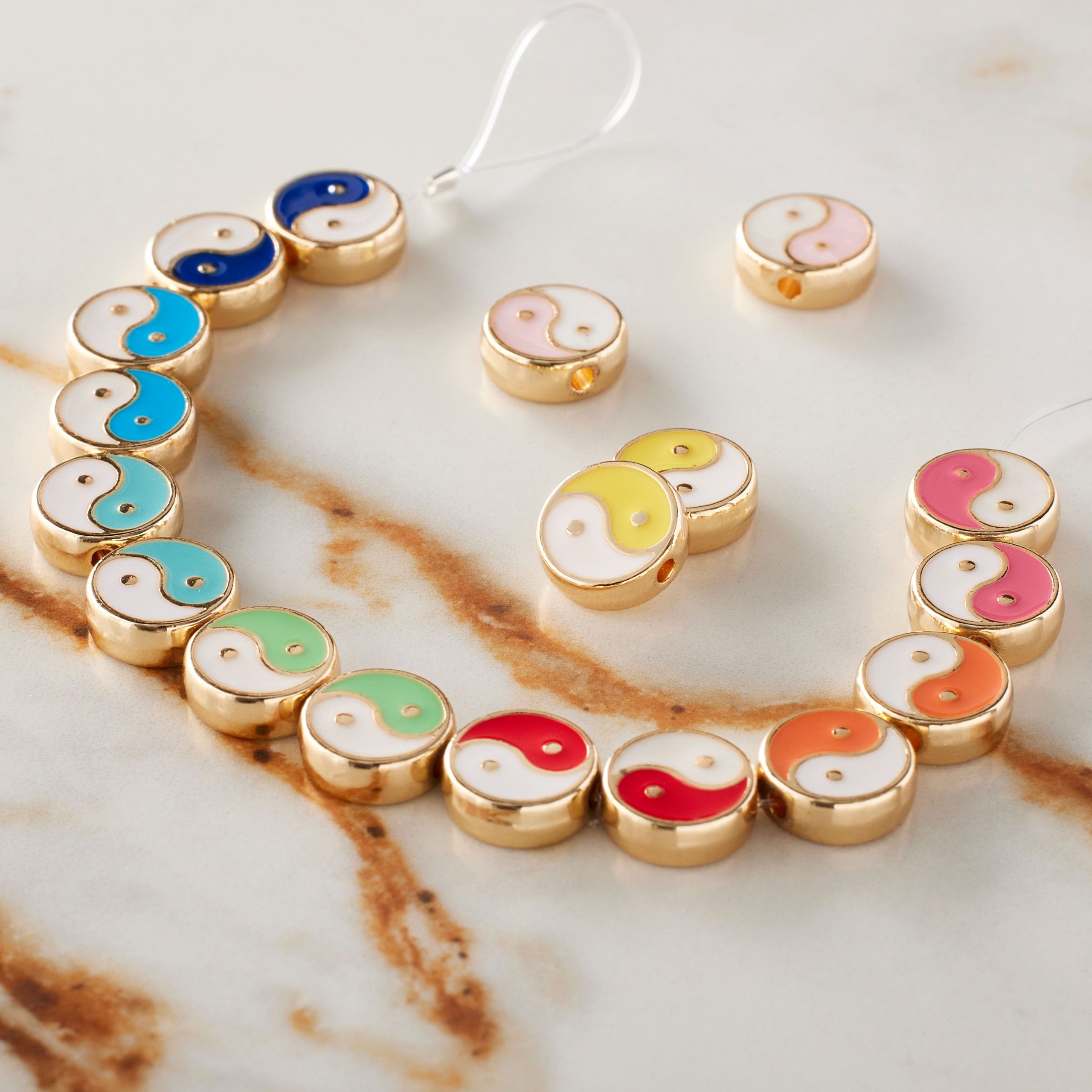 Gold & Multicolor Yin & Yang Disc Beads, 9.5mm by Bead Landing™ - Image 2