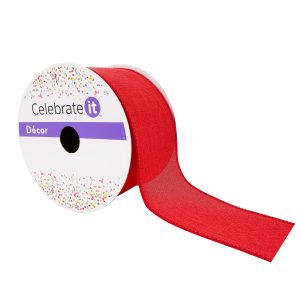 2.5" x 25ft. Faux Linen Wired Ribbon by Celebrate It®